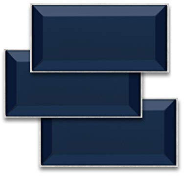 JLCP 3D Wall Tile Sticker, Navy Blue Decoration Stickers PVC Waterproof Peel & Stick Self Adhesive Splashback for Kitchen Bathroom,20X10cm,54PCS