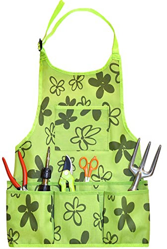 Grembiule da Giardinaggio in Tessuto Oxford - 14 Tasche, Impermeabile, per Donne con Tasche - Grembiule Multiuso per Giardinaggio, Pulizie e Lavorazione del Legno - Grembiule Verde da Giardinaggio