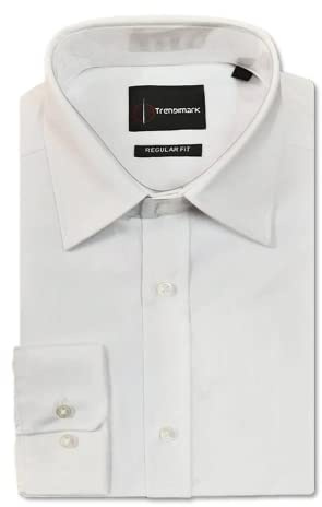 Trendimark Men's Formal Long Sleeve White Shirt | Collar Size 14.5 (16.5)