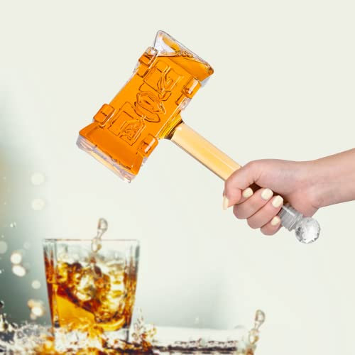 Jarra de Whisky,Taxually Garrafa de Whisky de Vidrio 400 ML Decantador de Whisky para Hombres Mujeres - Accesorios para Botella de Vidrio para Ginebra, Ron, Whisky Escocés, Licor, Bourbon, Vodka