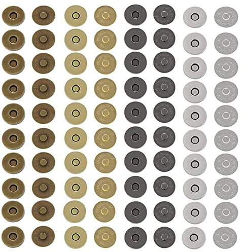 40 Stück Magnetverschluss, Magnetknopf, Magnet Druckknopf, Nähen Druckknöpfe Magnetverschlüsse, Metall Magnetknopf, für Taschen, Kunsthandwerk, Handtaschen, Jacken, Mänte (4 Farbig)