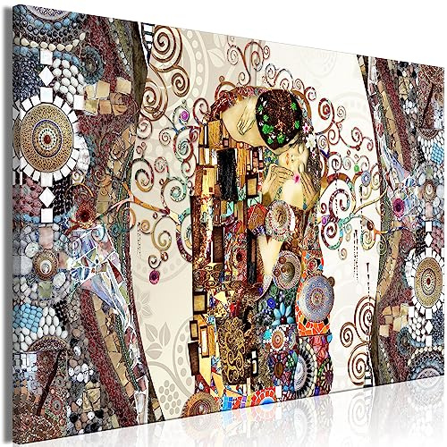 murando Cuadro Acústico Gustav Klimt Beso espuma acústica absorbe el sonido aislamiento lienzo de 5 piezas Impresión Artística Decoración de Pared Abstracto