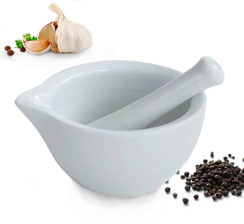 DeJivsin Mortaio con Pestello, Set di Mortaio e Pestello 8 cm, Mortar and Pestle, Mortaio con Pestello per Spezie, Noci, Pepe o Erbe, Interno e Estremità del Pestello Ruvido