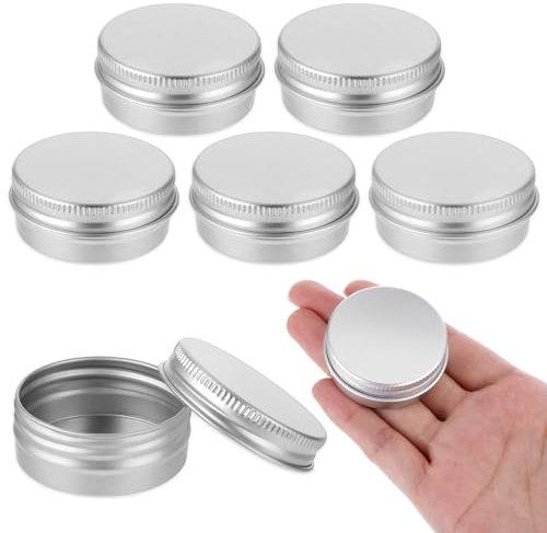 Grevosea 5 Stück Creme Behälter,Tragbar Kleine Metalldose,Kleine Dosen Aluminium Leer Döschen 15ml,Creme Dosen Blechdose Cremedosen Reise für Kosmetik DIY Kerze,Creme,Kosmetik (Silber)(5 Stück)