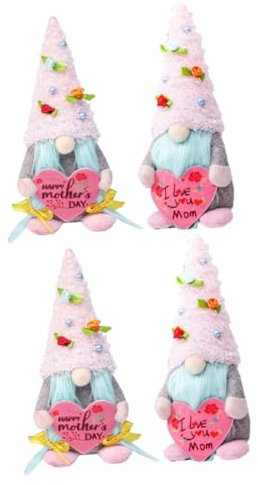 Cabilock 4stücke Liebevolle Gnomen Puppen Wichtel Deko Figuren Für Muttertag Herzdesign Geschenkidee Für Mütter Vielseitig Einsetzbar Für Wohnkultur Und Fotografie