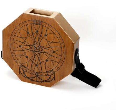 Two-Tone Cajon Drum – Portable Wooden Drum with Adjustable Strap (30 to 50 Inches), Unique Sound Varieties, Natural Brown, Ideal for Acoustic Performances and Outdoor Events