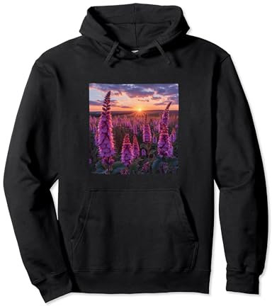 Anise Hyssop Flower Field Beautiful Sunset Graphic Pullover Hoodie