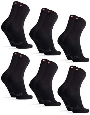 DANISH ENDURANCE Ekologiska bomullsstrumpor, svarta, blåa, 6-pack | Ekologiska bomullsstrumpor, mjuka och andas gott, för vardag, jobb och finare tillfällen, Unisex