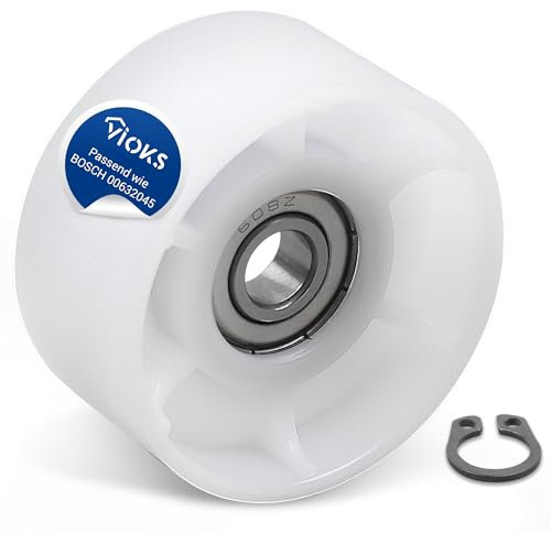 VIOKS Polea tensora acanalada 45 mm de diámetro de repuesto para Bosch Siеmens 00632045 632045, rodillo de plástico – tensor de correa con rodamiento de bolas para secadora Classixx iQ100 iQ300 iQ500
