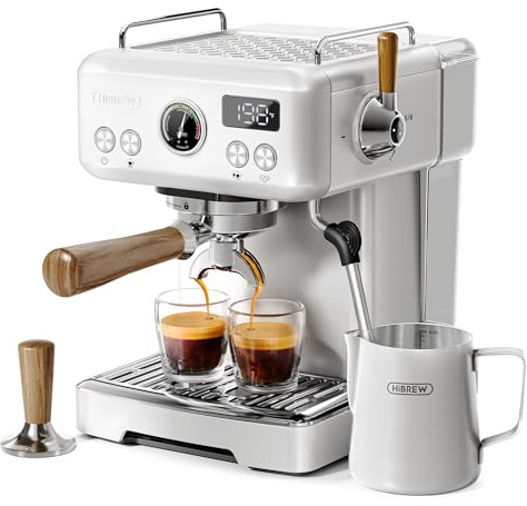 HIBREW H10Plus - Programmable Espresso Machine - 58mm Portafilter in Stainless Steel - Temperature & Cup Volume Adjustable at will - With Intelligent Display Screen & Pressure Gauge.