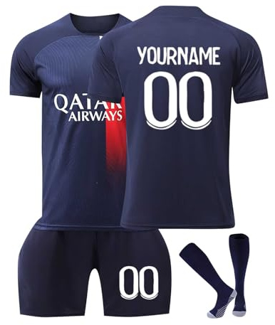 Personalisiertes Fußball Trikots Set 25/24 Hause/Auswärts Fußballtrikot Strips Fussball Trainingsanzug Sportshirt Junge Football Training Tshirts Shorts und Socken Anzug mit DIY Name Nummer 04