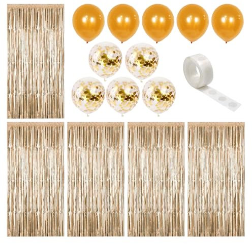 YSJCHEBS 5 Cortinas con Borlas, 10 Globos Y 1 Rollo De Pegamento De Puntos, Decoraciones para Fiestas, Decoraciones Brillantes, Accesorios De Decoración para Fiestas