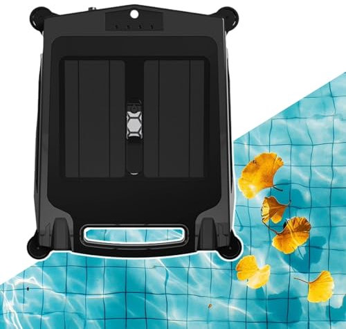 HCAUYNN Robot Limpiador De Piscinas InaláMbrico, Limpiadores Solares PortáTiles para Piscinas, 2 Sensores De Distancia, Ajuste AutomáTico De DireccióN, Cesto De Basura De 3.4L