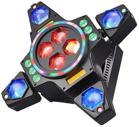 Equipo de Luces de Cabeza móvil DJ 6 en 1, Foco LED DMX para Escenario con Controlador DMX-512, controlado por Voz, autopropulsado, Ideal para Fiestas, Bodas, Bares y espectáculos en Vivo.