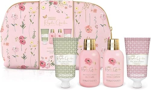 Baylis & Harding Royale Garden Luxury Wash Bag Gift Set – Limited Edition Hand & Body Lotion 100 ml, Shower Creme 100 ml, Shampoo 50 ml & Conditioner 50 ml in Stylish Travel Bag
