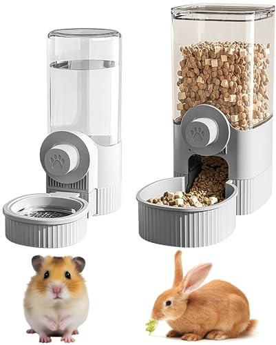 YouYuer 2PCS Borraccia Acqua per Piccoli Animali,Distributore Automatico Di Cibo E Acqua,Abbeveratoio Conigli,Beverino Coniglio Gravità Automatica Acqua Bottiglia Conigli Porcellini D'india Criceto
