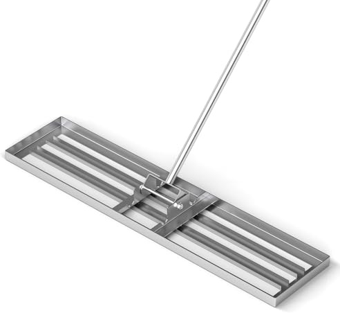 RELAX4LIFE Rastrello da Giardino 75/91/106cm, Rastrello Livellatore per Prato, Attrezzo da Giardino in Metallo per Livellare il Terreno e la Sabbia del Prato (106 x 25 cm, Argento)