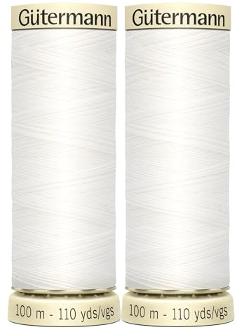 2X 100m Gutermann Sew-All Polyester Thread for Hand or Machine Sewing, White 800 – Bundled by GetInStyle Shop