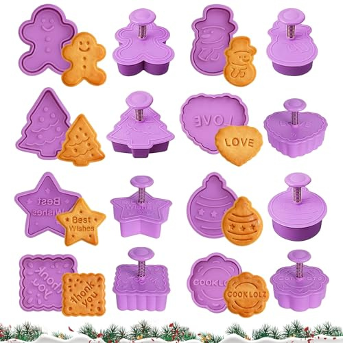 Vlecexs Ausstechformen Weihnachten, 8 Stück Weihnachtsausstecher, 3D Ausstecher Set, Plätzchen Ausstecher, Weihnachten Keksausstecher, Cookie Cutter Plätzchenformen für Tortendeko Kekse Backen Zubehör