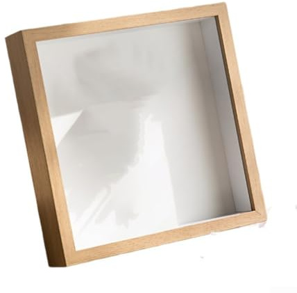 Box Frames For Crafts, 3D Deep Shadow Box Frame 3cm Depth Wooden Display Frame Case For Photos Dried Flowers DIY Artworks Memory Tickets Medals(20.3 * 20.3cm)