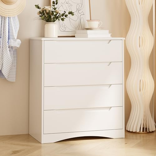 Blishom Cómoda 4 Cajones, Armario de Almacenamiento, Mueble de Almacenaje con Fácil Montaje, Gran Capacidad, Cómoda para Dormitorio, Salón, con Esquinas Redondeadas 71 x 41 x 82 cm