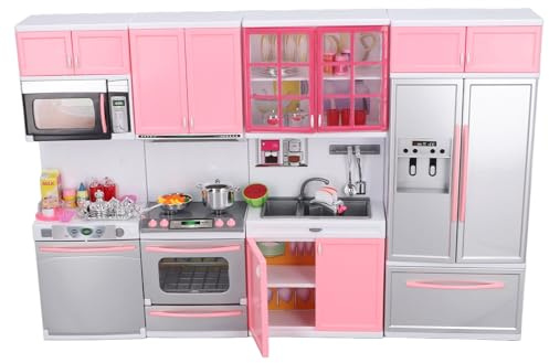 TOPINCN Kids Kitchen Playset, Plastic Play Kitchen for Toddlers, Kitchen Toys Accessories with Cooking Stove Oven Microwave Fridge Sink Utensils for Boys Girls