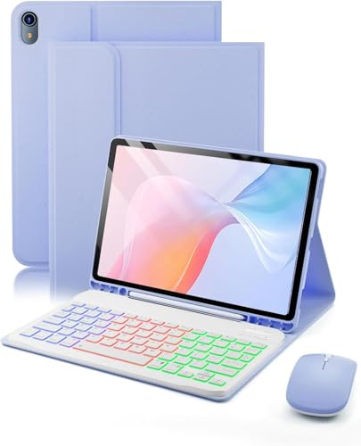 Per iPad A16 11 Generation(2025)/iPad 10 Generation(2022)10.9-11 Pollici Cover Custodia Protettivar Con Wireless Bluetooth Italiano(QWERTY) Tastiera Retroilluminati e Mouse Backlit Keyboard Case Viola