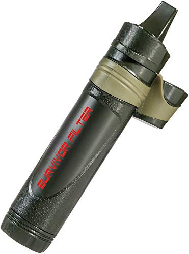 Survivor Filter - Reusable Personal Water Filter with Triple Absolute Filtration to 0.05 Microns. Comes Assembled with Cleanable Ultra Filter, Replaceable Carbon Filter and 6 Cotton Pre-Filters