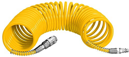 Proteco-Werkzeug® PU Druckluftschlauch Durchm 12/8 mm 7,5 Meter lang Spiralschlauch Luftschlauch Kompressorschlauch mit Schnellkupplung