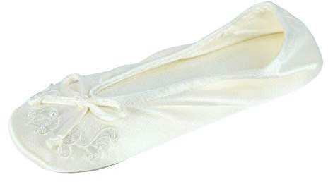 Isotoner Chaussons Ballerines en Satin avec Perles Brodées BallerinesFemme