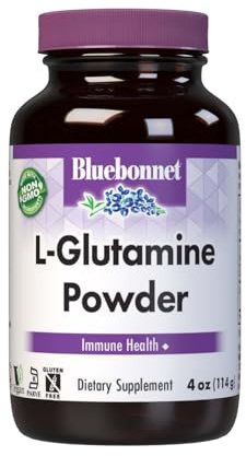 Bluebonnet Nutrition L-Glutamine Powder 5000mg, Supports Immune Function*, Nitrogen Transporter*, Soy-Free, Gluten-Free, Non-GMO, Kosher Certified, Vegan, 4 oz Bottle, 23 Servings