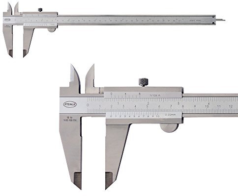 STEINLE 1102 Taschen Messschieber 300 mm mit Feststellschraube, Ablesung: 0,05 mm DIN862 - inkl. Gewindetabelle