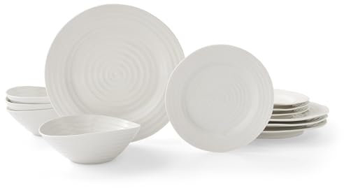 Portmeirion Home & Gifts CPW80002-X Dinner Set, Porcelain, White, 27.9 x 27.9 x 2.5 cm