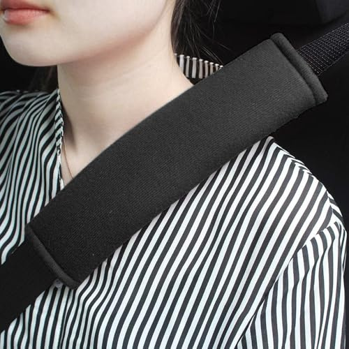 GAMPRO 2-Pack Universal Car Seat Belt Shoulder Pad Cover - Soft &Breathable Strap Cover for Adults and Kids (2Black)