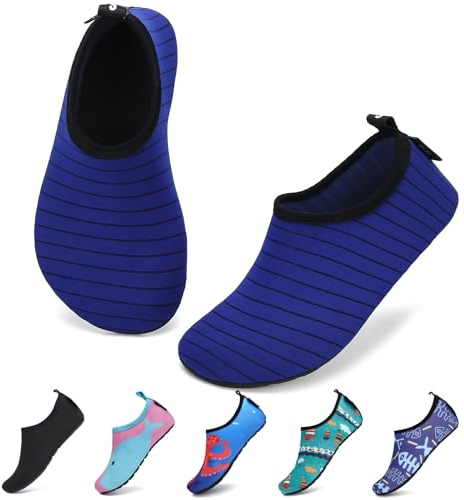 SAGUARO Enfant Chaussures Aquatiques Fille Garçon Chaussons de Plongée Chaussettes d'eau pour Sports Nautiques Piscine et Plage Natation Surf Voile Mer Rivière, Bleu Amiral, 32/33 EU