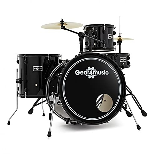 Compact 4 Piece Acoustic Drum Kit BDK-1 by Gear4music Black