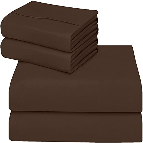 ComfyWell Fitted Sheets Super King Size - Deep Pocket 14 inch (35 cm) - Soft Brushed Microfibre Fabric Brown Bedding - Shrinkage and Fade Resistant. (Super King (180x200cm), Brown)