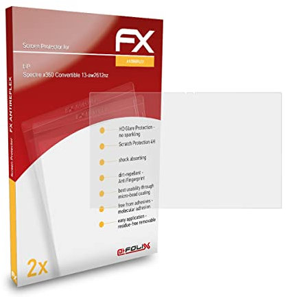 atFoliX Panzerfolie kompatibel mit HP Spectre x360 Convertible 13-aw2612nz Schutzfolie, entspiegelnde und stoßdämpfende FX Folie (2X)