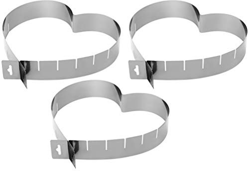 DOITOOL Kuchenform Ringe Edelstahl Herz Kuchenring Mousse Ring Einstellbar 3 Stücke Backrahmen für Dessert Törtchen Kuchen Gebäck Mousse Dessertform Kochen Backen Werkzeug