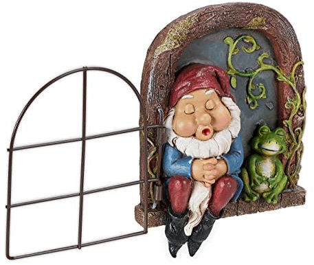 Relaxdays Gnomo da Giardino alla Finestra, HLP 17 x 12 x 4,5 cm, Nano da Appendere Albero, Antigelo, Esterno, Colorato