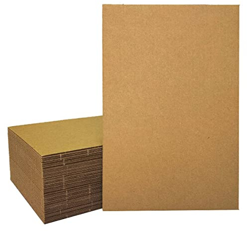 50 Packs 11x17 Inch Corrugated Cardboard Sheets, Premium Brown Kraft Corrugated Pads Cardboard Inserts Bulk Flat for T-Shirts, Shipping, Mailing, DIY Décor and Crafts