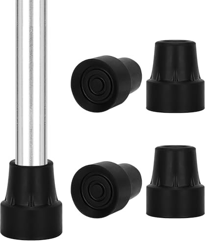 supregear Gummigleiter für Gehstock (4er-Pack), Rutschfeste 19-mm-Gleiter mit Metalleinsätzen Zubehör für Gehstöcke, Schwarz