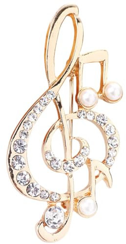 DEARMAMY Broche En Métal Doré Avec Note De Musique: Broches En Strass Bijoux Vintage Pour Femmes Et Hommes Accessoires De Revers De Robe