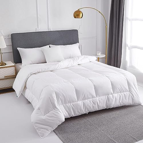 Piumino in Piuma D'Oca Deluxe in Cotone Super Morbido Soffice Autunno Inverno Calore 800 + Biancheria da Letto gonfia, Copripiumino in Piuma d'ocaQueen