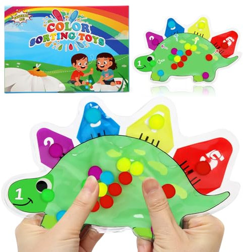 TonStyle Sensorik Spielzeug,Fidget Toys Color Sorting Sensory Toys, Anti Stress Motorikspielzeug Autismus Babyspielzeug,Gelgefüllte Sensorisches Spielzeuge für Kinder (Dinosaur)
