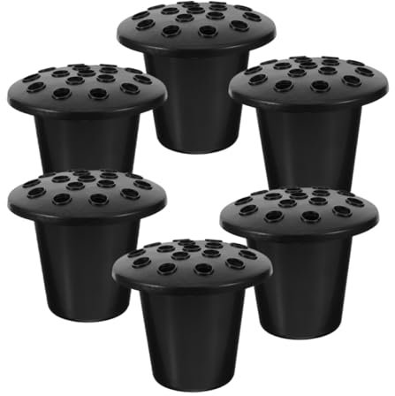 POPETPOP Lot De 6 Vases en Plastique Noir pour Base De Cimetière pour Mémorial De Détaillées