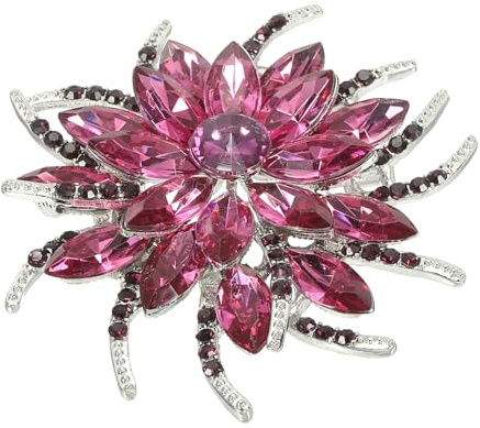 PATIKIL Broche de Flores con Piedras Estrás, Broche de Solapa de Cristal Vintage para Mujeres para Bodas Fiestas Cumpleaños Banquetes de Baile Decoración de Vestidos Sombreros,Morado