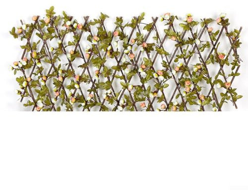 Hasaller Clôture télescopique en bois de rose artificielle avec roses en soie réglable - Treillage décoratif pour jardin (violet)