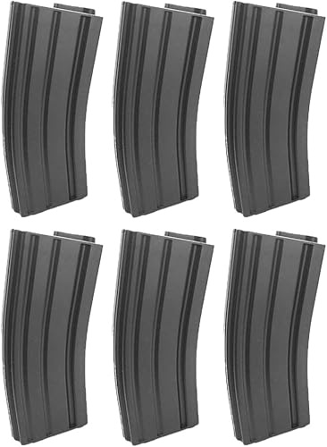 Genérico Pack 6 Cargadores Mid-Cap para M4 eléctrico de Airsoft de 140 Bolas de Capacidad Fabricado en plástico Color Negro de la Marca Slong Airsoft - 6 Unidades