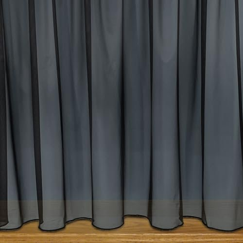 John Aird Denise Black Plain Net Curtains With Weighted Base & Rod Slot - Select Your Size (Black, 1.5 Metres Width, Drop: 36 (91cm))